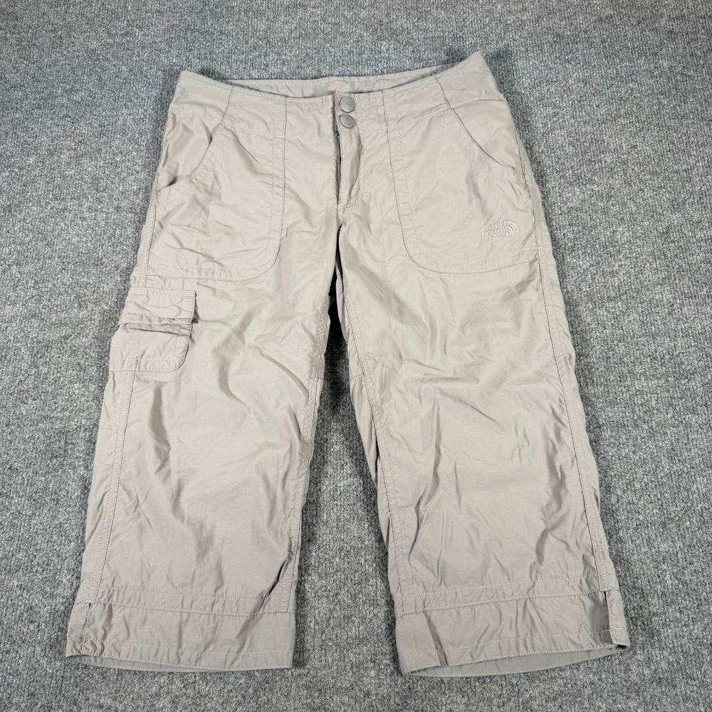 The North Face Womens Gray Nylon Hiking Cargo Capri Pants Size 4 AU3A S09 #4492